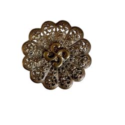 Vintage Filagree Brass Tone Brooch