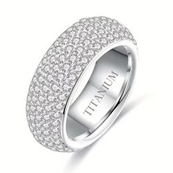 Men’s Exquisite Titanium Moissanite Pave Diamond Ring All Sizes 