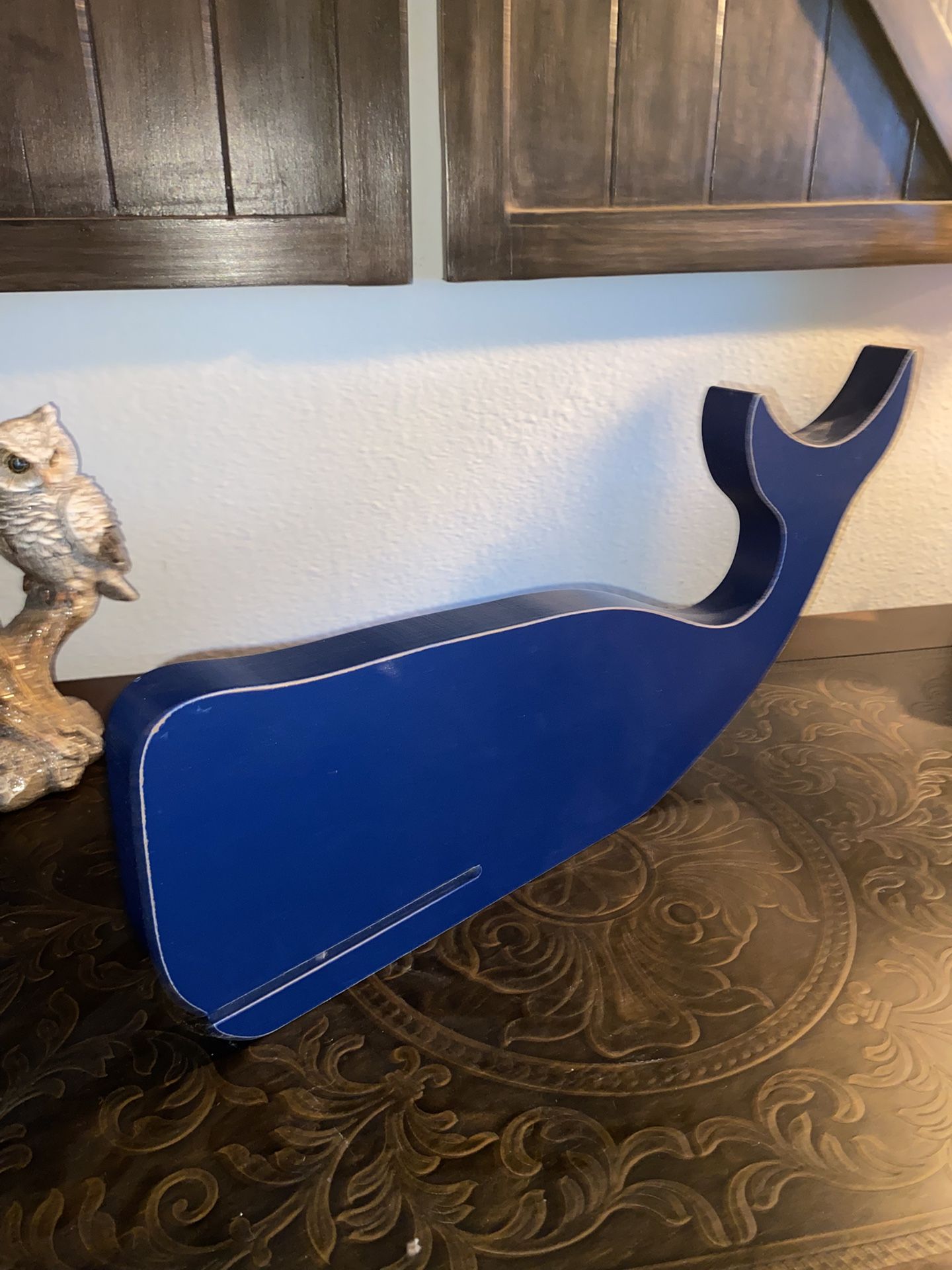 Wooden Blue Whale Nautical Wall Decor