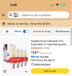 Sengled Smart Light Bulb, E12 Smart Bulb, S1 Auto Pairing with Alexa Devices, Candelabra Light Bulbs, Smart Chandelier Light Bulbs that Work with Alex