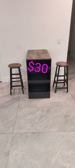 Table & 2 Bar Stools Chairs