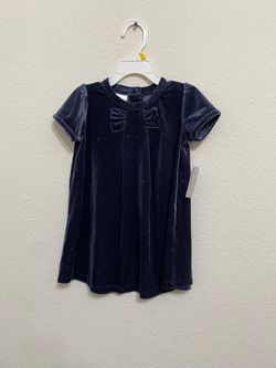 TOUGHSKINS TODDLER GIRLS VELOUR BOW DRESS NAVY BLAZER size H7