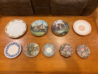 9 Decorative Collector Plates – Cottage Scenes, Florals & More