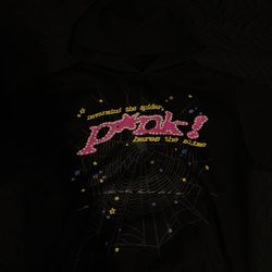 Pink Spyder worldwide black hoodie- Graphic Web Design- Negotiable