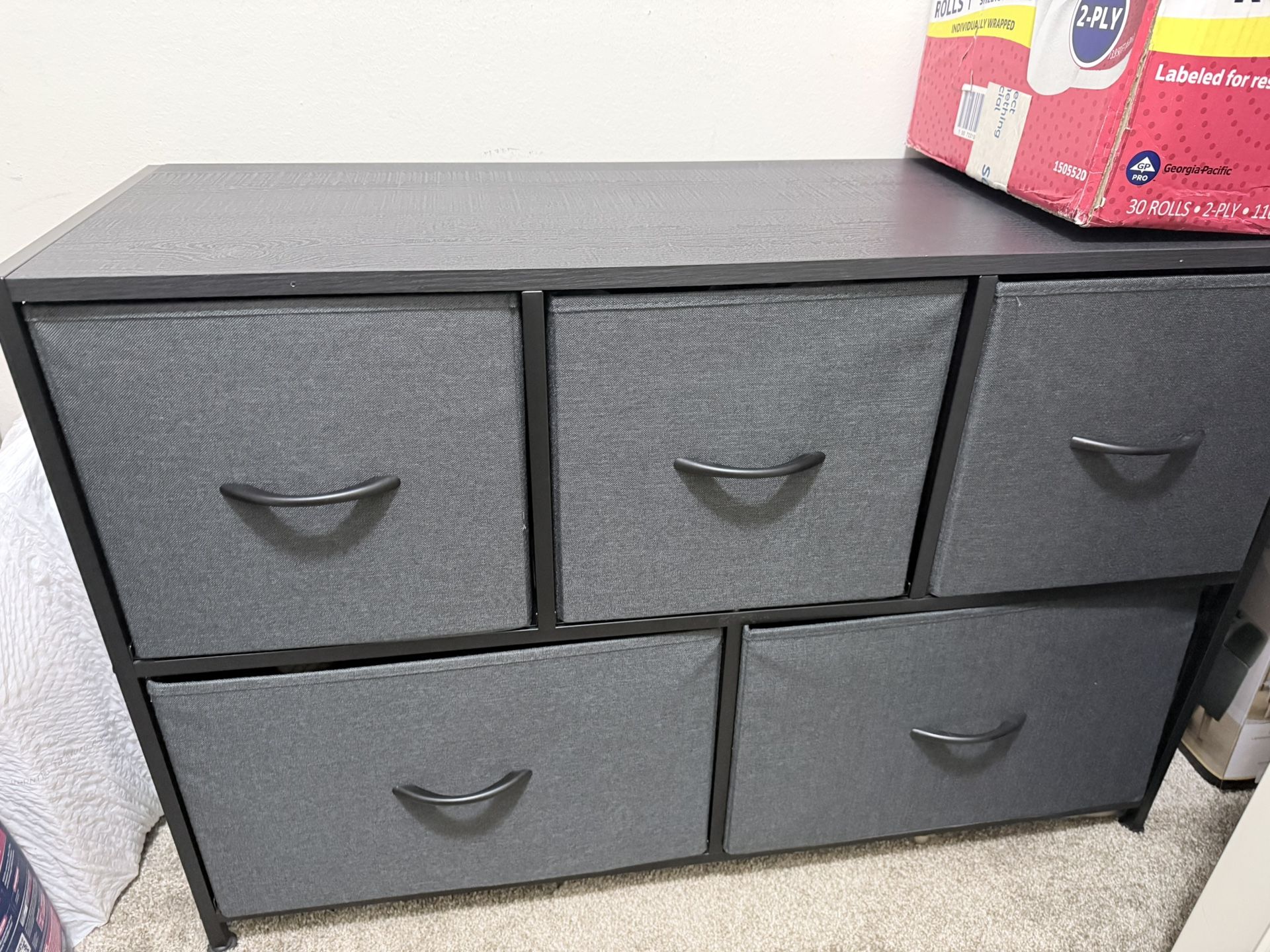 Mainstays 5 Drawer 40" Wide Fabric Storage Dresser for Bedroom, Grey