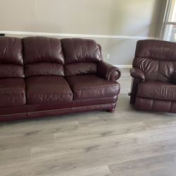 Leather Couch And Recliner 