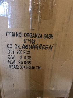 New Organza sashes aquagreen color