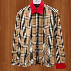 Burberry men's plaid shirt in brown
