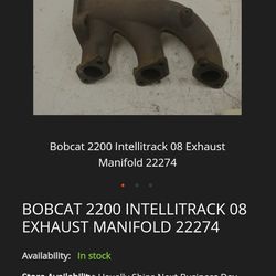 BOBCAT 2200 Intellitrack  08 Exaust Manifold22274 