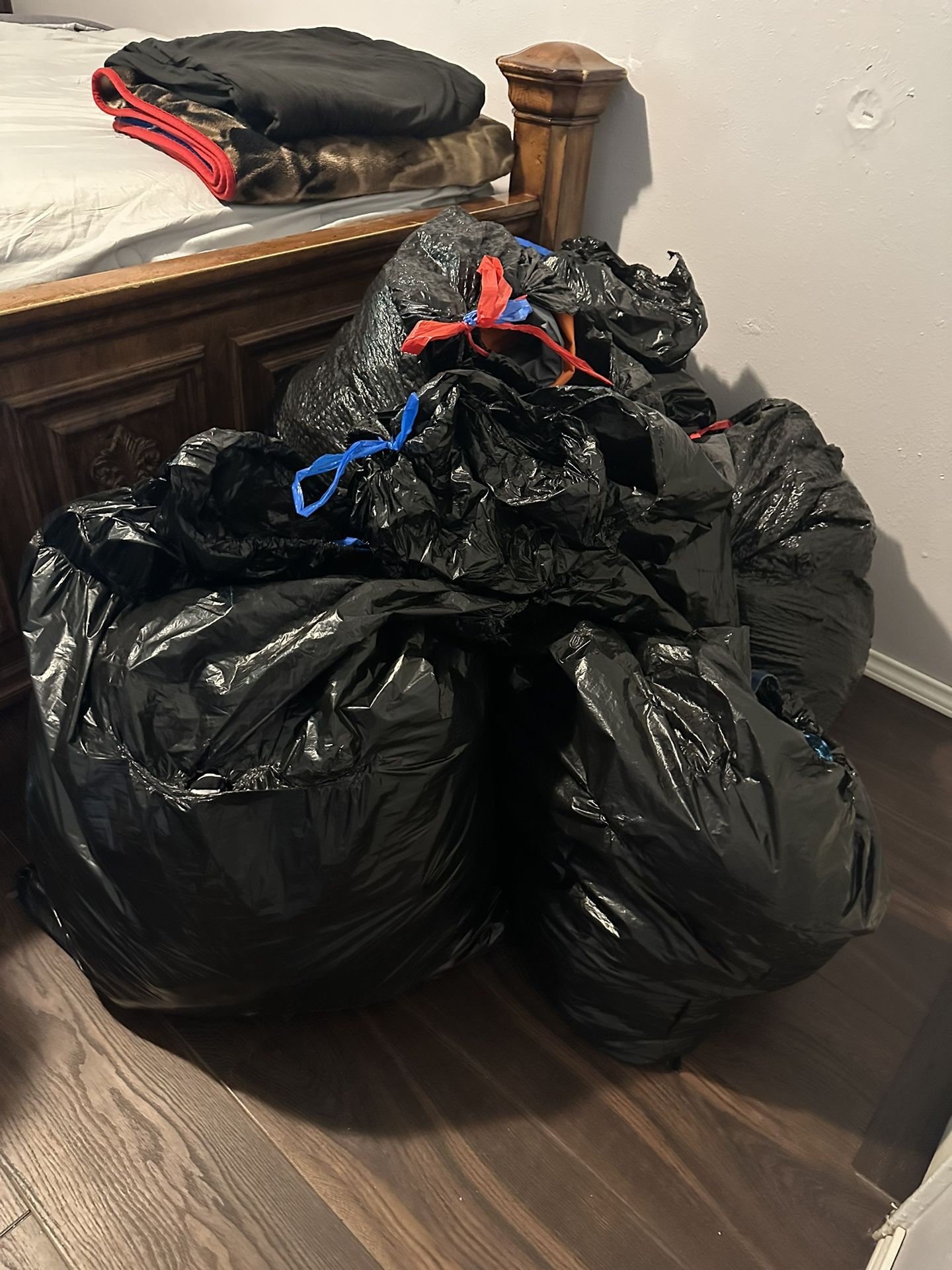 5 black trash bags