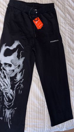 YoungLA Black Skull Graphic Sweatpants large