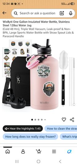 WixBy Light Pink Water Bottle 128 Ounces