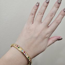 18k Real Gold Plating Swarovski Crystal Bangle Antique 