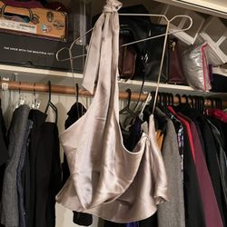 Zara Cowl Neck Halter Pewter Metallic 