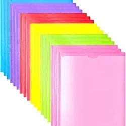 18pk Heavy Duty Plastic Folders 8.5x11 Assorted Colors w/ Prongs