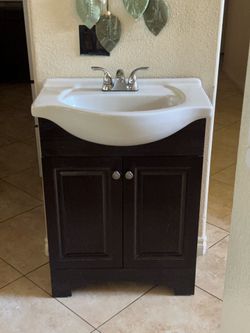Espresso Bathroom Vanity with Ceramic Sink & Faucet | 26” Cabinet