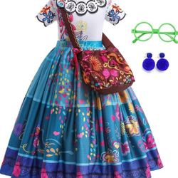 Mirabel Costume for Girls Magic Family Dress Cosplay Princess Halloween Party Outfit

