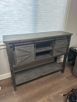 Rustic Farmhouse TV Stand with Sliding Barn Doors