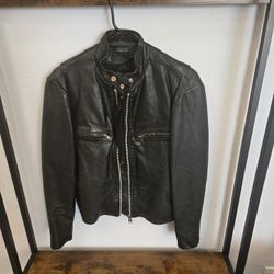 Womens Leather Moto Jacket Biker Style Full Zip Black