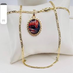 San Judas y Cadena estampada,orò laminado 14k/Saint Jude and Chain stamped, 14k Gold plated no
