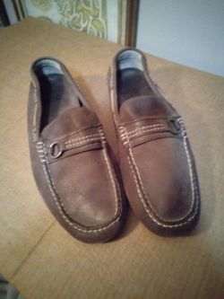 Men's Shoes Loafers Brown Leather Slip On  shoes Size 1