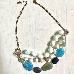 Multi Strand Beaded Stone Necklace 