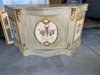 French Baroque Style Painted Credenza Cabinet