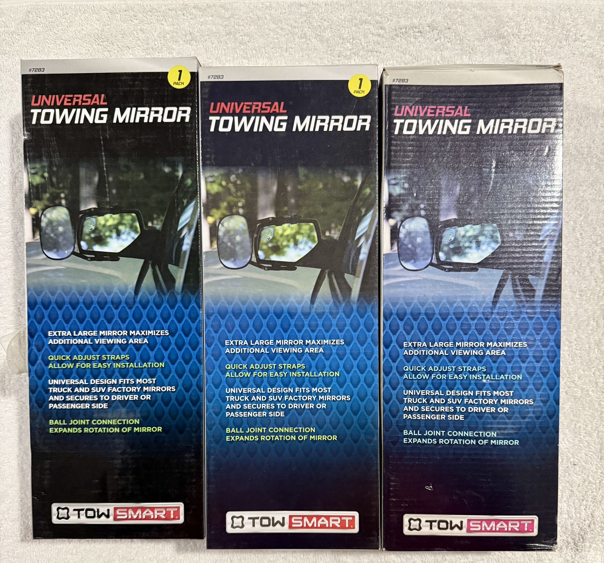 TowSmart 7283 Heavy Duty Clip-on Adjustable Towing Mirror, Black