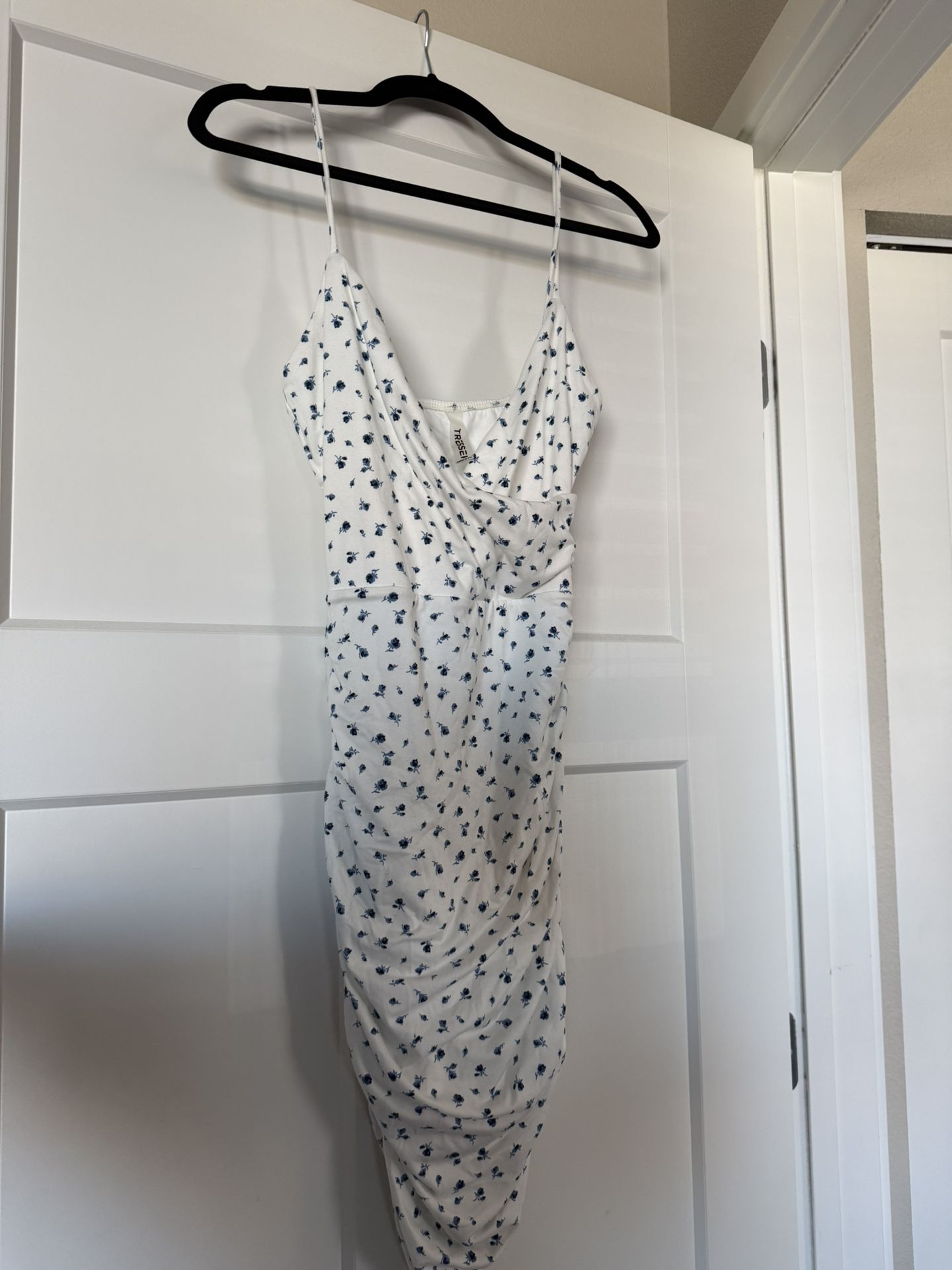 White Blue Floral Dress