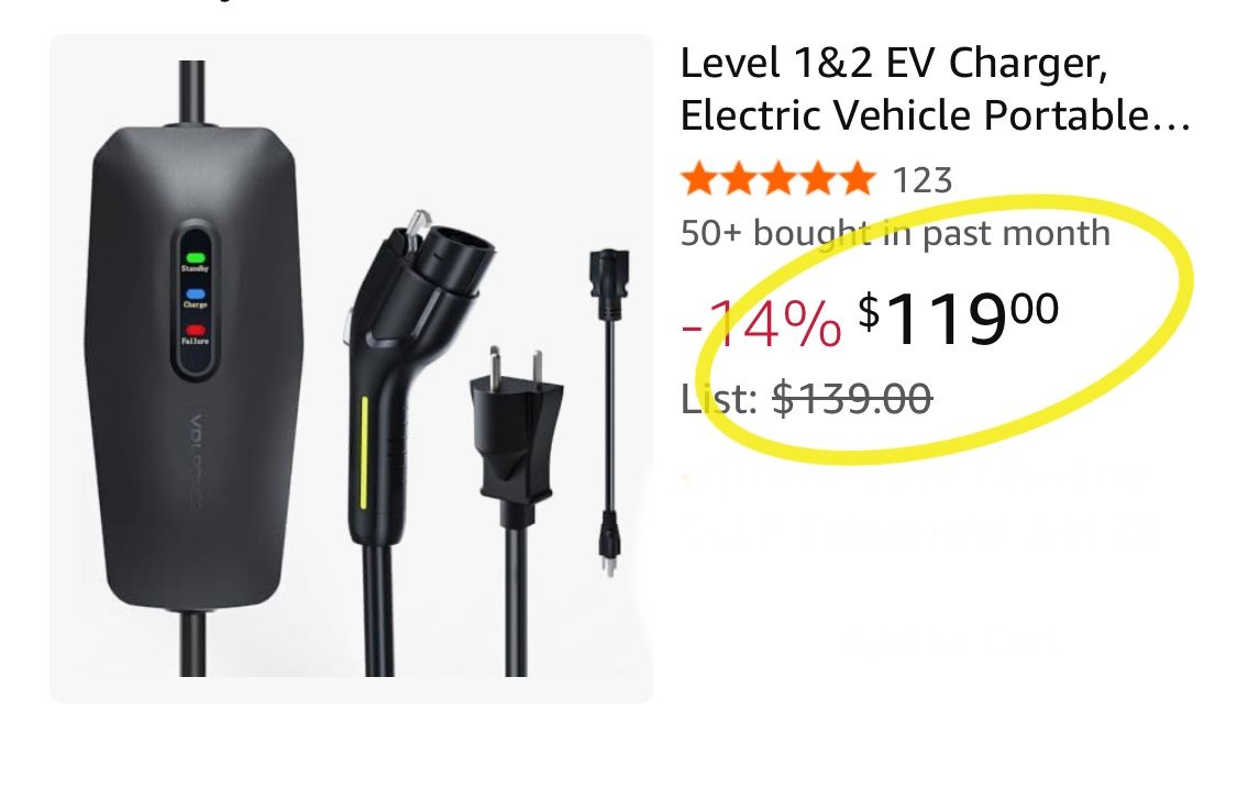 Level 1&2 EV Charger, Electric Vehicle Portable Charger with 20FT Cable, 3.5KW 16Amp Home EV Car Charging Station, 110V-240V NEMA 6-20 & NEMA 5-15 Plu