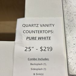 Pure White Quartz Vanity Countertops