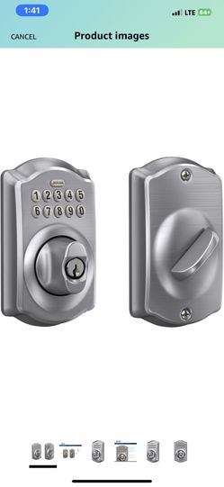 Schlage BE365 CAM 626 Camelot Keypad Deadbolt, Electronic Keyless Entry Lock, Satin Chrome