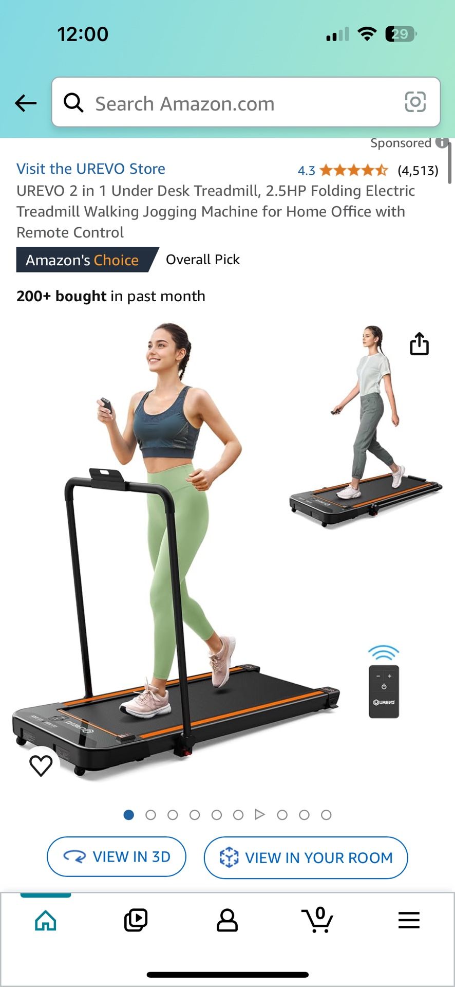 UREVO 2 in 1 Under Desk Treadmill, 2.5HP Folding Electric Treadmill Walking Jogging Machine for Home Office