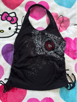 Black & grey halter top