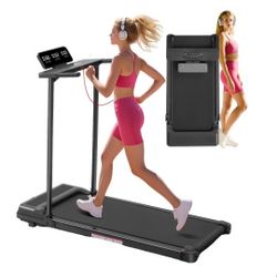 Electric Folding Walking Pad Treadmill w/ Handle Bar, 400 lb, LED Display