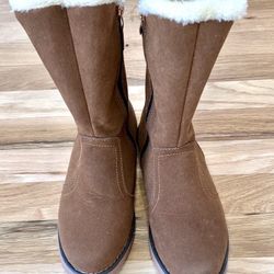 Women's light brown Snow Ankle Boots with Faux Fur Warm lining Shoes 7.5 (39)