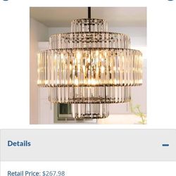 Lot # VF9120: Wellmet 9 Lights Black Crystal Chandelier for Dining Room 5 Tiers Round Modern Farmhouse Hanging Ceiling Light Fixture for Living Room B