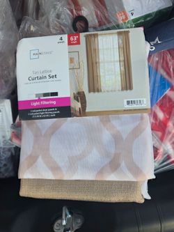 Mainstays Tan Lattice Curtain Set 4 Panels 63"