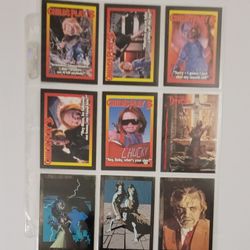 HORROR PROMO Cards - 1991 Child's Play 3 (5 cards set) / 1992 Bram Stokers Dracula Uncut Sheet / 1993 Topps Dracula (4 cards set)