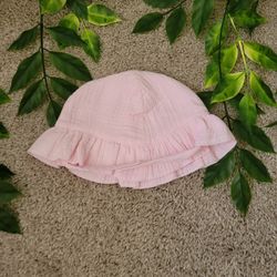 Baby Girl Ruffled Pink Sun Hat (0-6 Months)