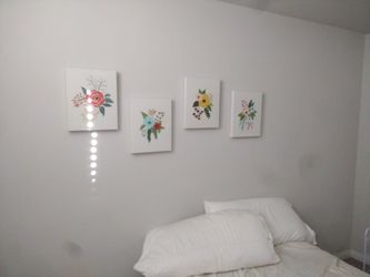 4 Hand Painted Pictures Art Work 