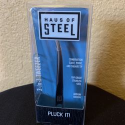 Haus of Steel 3-in-1 Slant, Point, & Square Tip Quality Steel Tweezers