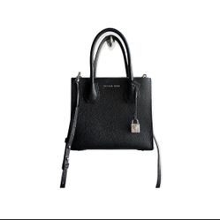 Michael Kors Medium Mercer Handbag Black And Silver