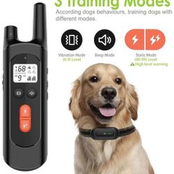 Dog Training Collar, Shock Collar for Dogs with Remote Range Up to 3,300ft Rechargeable and Vibration, Beep, Shock and Night Light Modes for Small Med