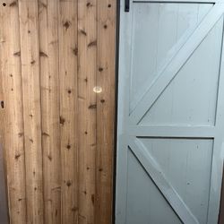 2 Rustic Cedar Sliding Barn Doors (with Hardware)