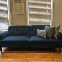 Blue Velvet Sofa Futon