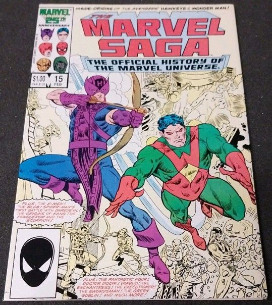 The Marvel Saga #15 Comic Book Marvel Comics Avengers Hawkeye & Wonder Man 1986