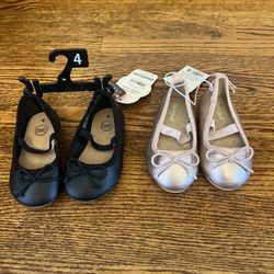 Toddler size 4 slip-on ballet flat Black Wonder Nation + Pink Cat & Jack NWT