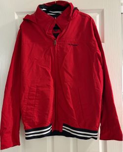 Tommy Hilfiger Red Zip-Up Hooded Jacket(XL)