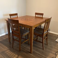 Solid Wood Dining Set With Lazy Susan 